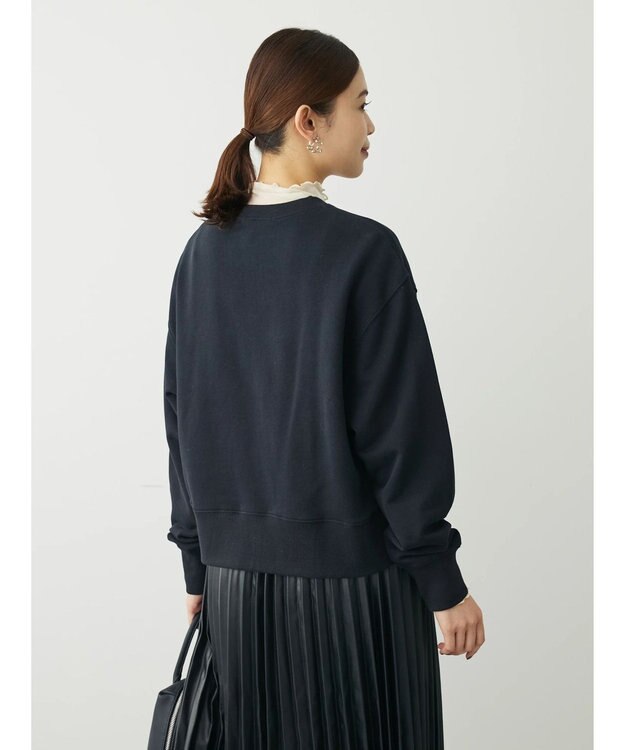 Green Parks ロゴ裏毛カーディガン Black