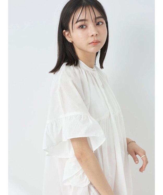 earth music&ecology コットンボイルボリュームブラウス Off White