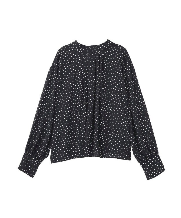 AMERICAN HOLIC 【イージーケア】ドット柄ボウタイブラウス Black