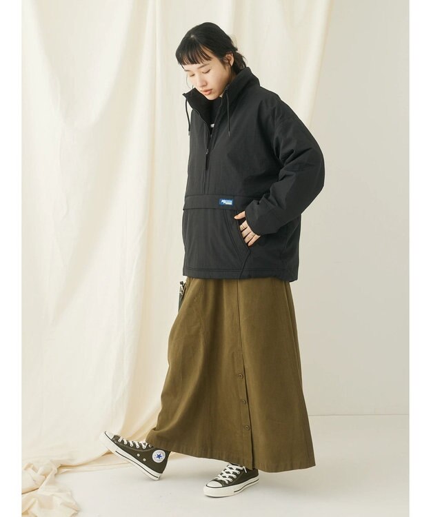 CRAFT STANDARD BOUTIQUE ナイロン×裏フリースアノラックブルゾンＬ／Ｓ Black