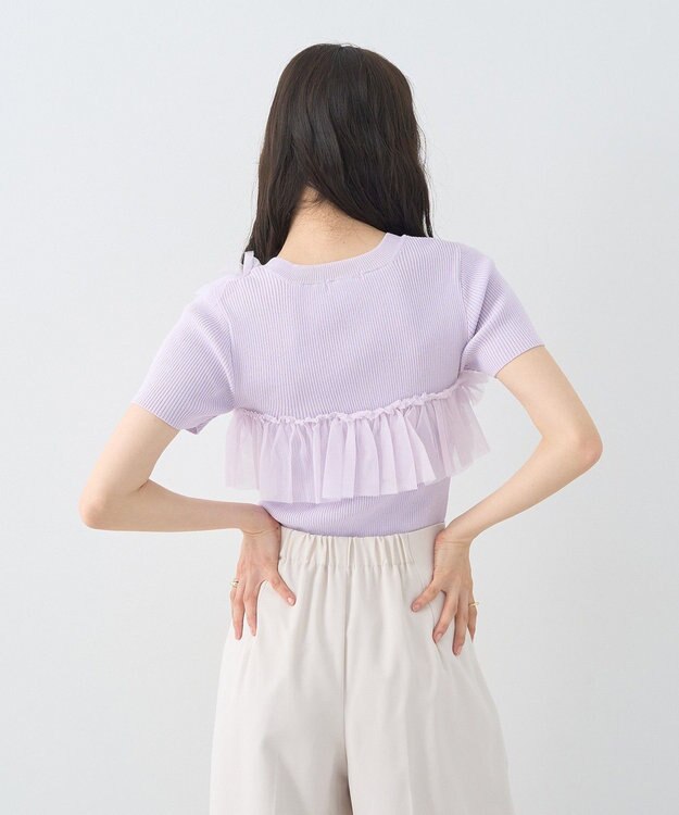 earth music&ecology アシメチュールフリルニットプルオーバー Lavender