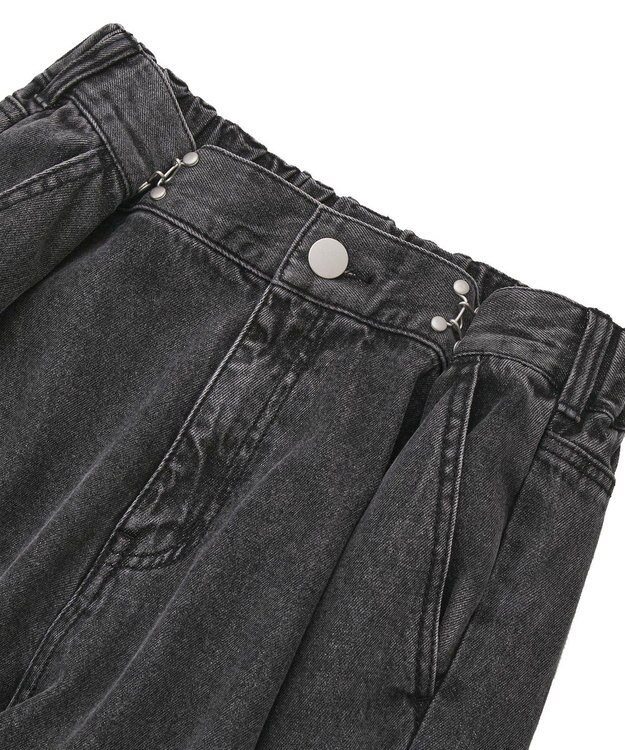 Green Parks タックワイドデニムパンツ Black