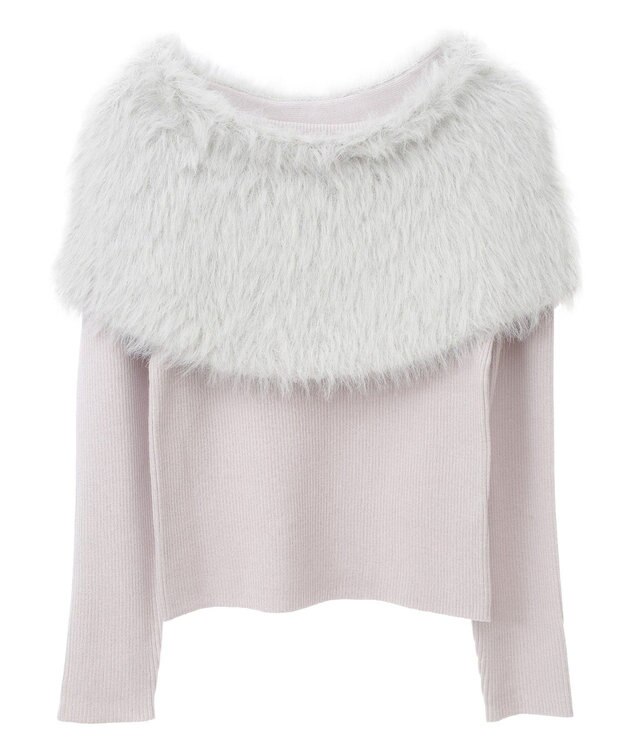 earth music&ecology ＳＥＴ２点ケープ＋リブニットプルオーバー Light Gray