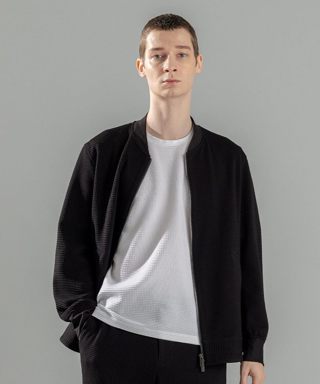 JOSEPH HOMME 新色追加【オリジナル素材/シワになりにくい】ライトタックジャージー ジップアップブルゾン ブラック系