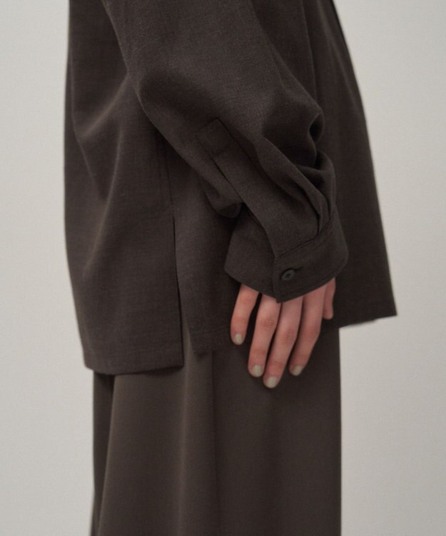 ATON TWIST WOOL WASHER | オーバーサイズシャツ - UNISEX BROWN TOP