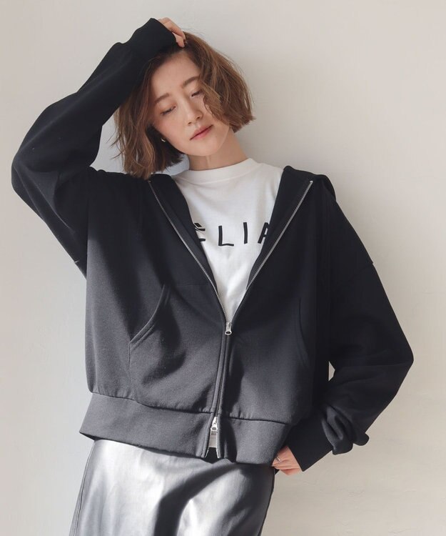 WEGO 【ユニセックス着用ITEM/MLサイズ展開】コンパクトフィットダブルZIPパーカー ブラック