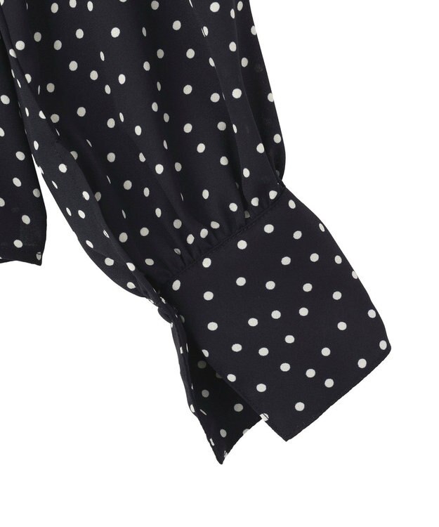 AMERICAN HOLIC 【イージーケア】ドット柄ボウタイブラウス Black
