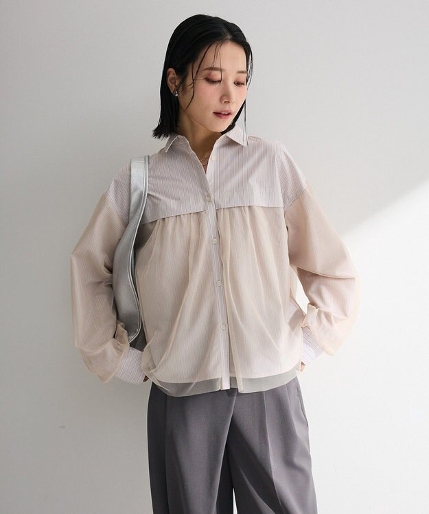 Green Parks イージーケアチュールドッキングシャツ Beige