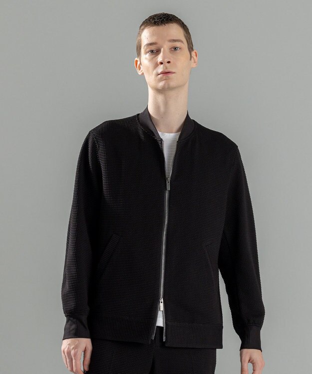 JOSEPH HOMME 新色追加【オリジナル素材/シワになりにくい】ライトタックジャージー ジップアップブルゾン ブラック系