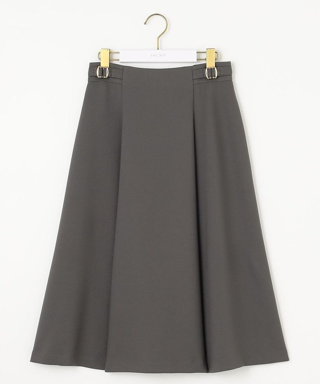 ANY SIS 【洗える】プチベルトフレア スカート チャコール