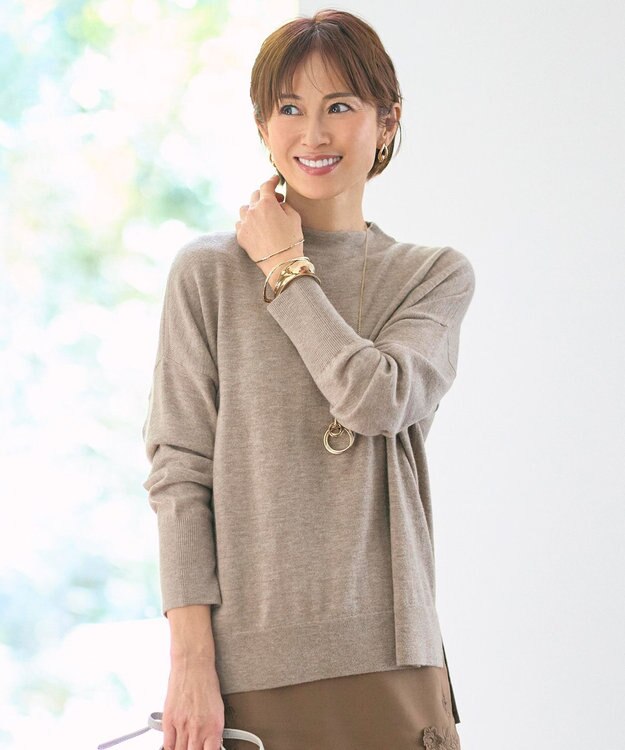 自由区 S 【SHIHOさん着用】ウールハイゲージモックネック ニット ベージュ