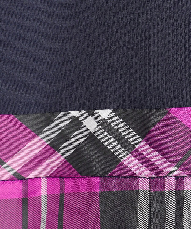 組曲 KIDS 【110-140㎝】チェックタフタドッキング ワンピース ベリーピンク系