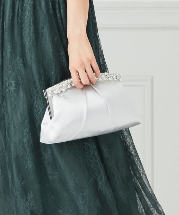 ANY SIS 【2WAY】ジュエル調フレームパーティ バッグ シルバー