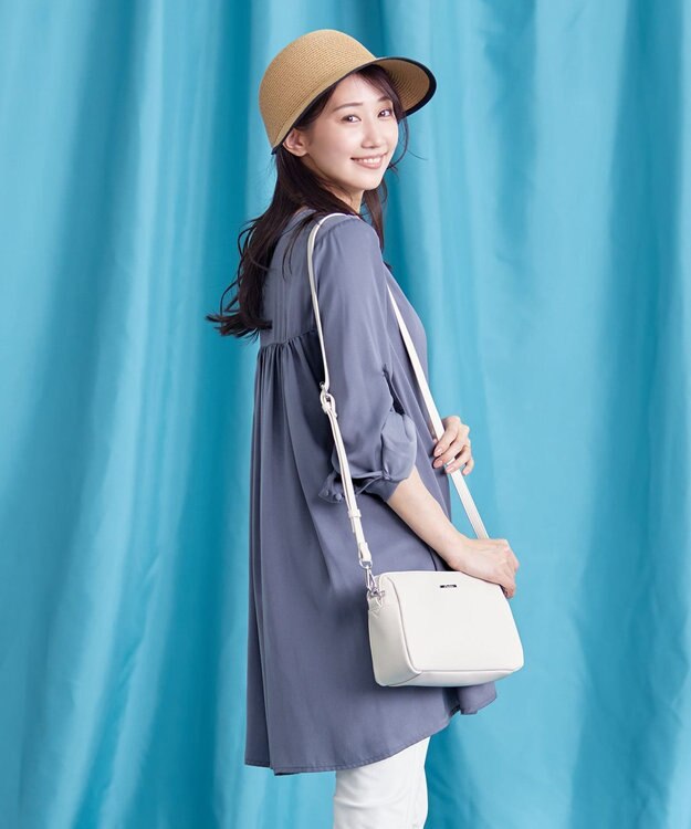 Tiaclasse 【洗える】ヴィンテージサテンチュニックブラウス ブルー