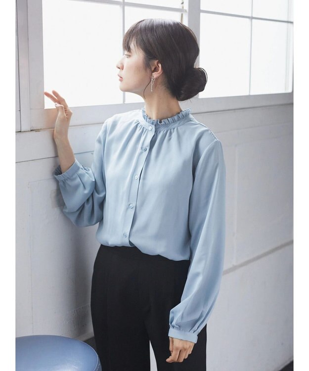 earth music&ecology ２ＷＡＹスタンドフリルブラウス Sax