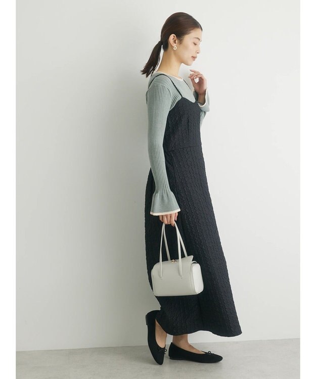 Green Parks ・ｎｏｖｅｍ９　フクレジャカードキャミワンピ Black