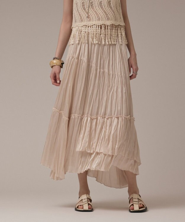 GRACE CONTINENTAL ワッシャープリーツスカート ベージュ