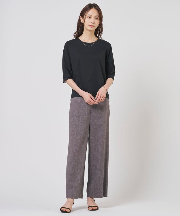 J.PRESS LADIES リネンバイオシャンブレー ワイド パンツ ブラウン系