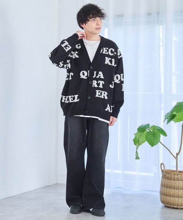 WEGO オーバーフィットロゴカーディガン 柄2