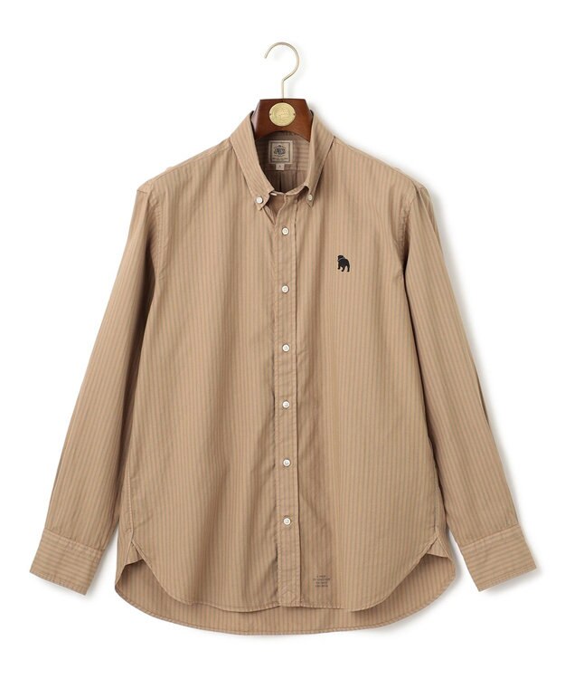 J.PRESS MEN 【大人気バックブル】オックスフォードストライプ チェック ガーメントダイ シャツ ベージュ系1
