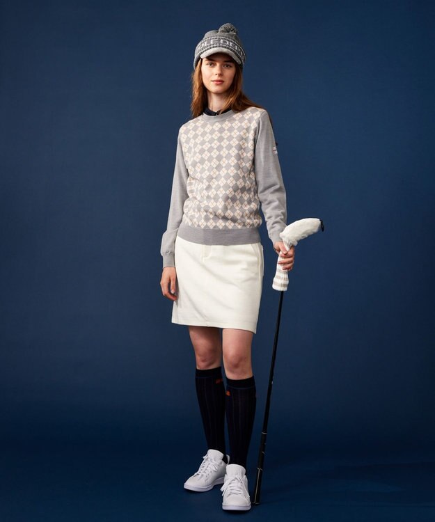 23区GOLF 【WOMEN】【ウォッシャブル】アーガイル ニット ライトグレー系5
