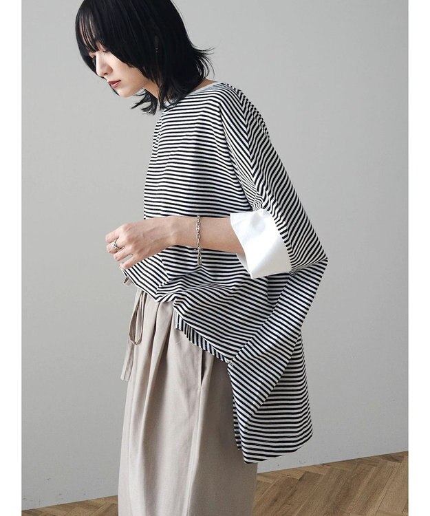 Green Parks 冷っとすずやか　ドルマンカット５分袖プルオーバー Border