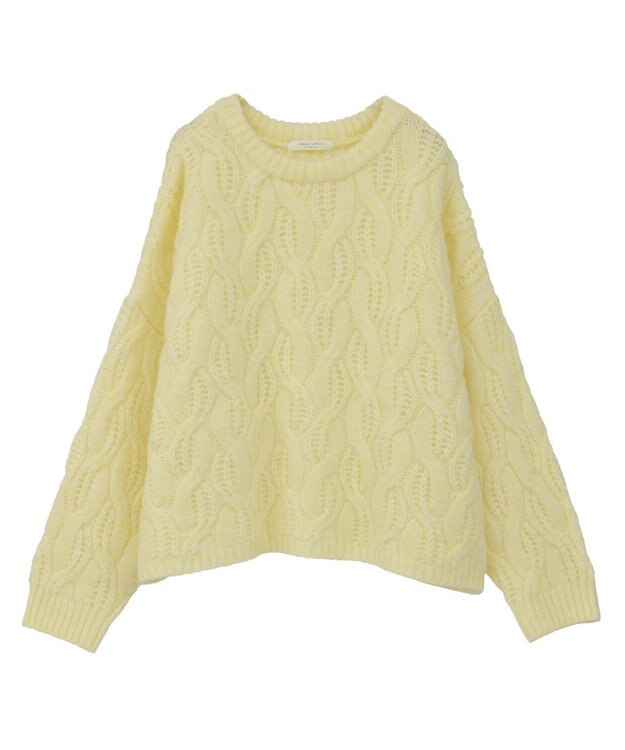 Green Parks ふわふわケーブルニットプルオーバー Yellow