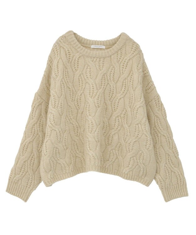 Green Parks ふわふわケーブルニットプルオーバー Ecru