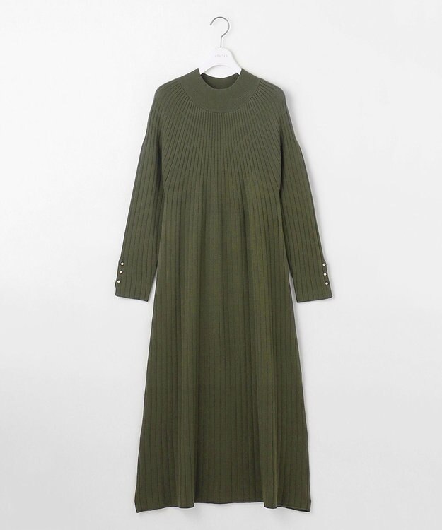 ANY SIS S 【洗える】求心リブニット ワンピース カーキ