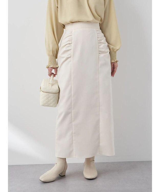 earth music&ecology ギャザーナロースカート Ivory