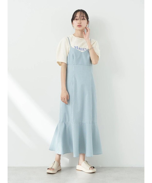 earth music&ecology チェックマーメイドキャミワンピース Black