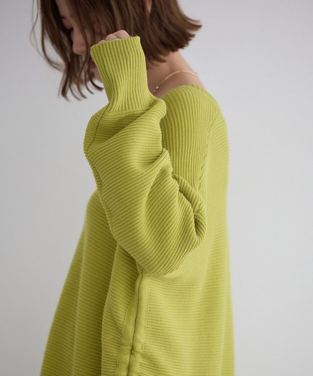YECCA VECCA Vネックドロストデザインニット Lime Green
