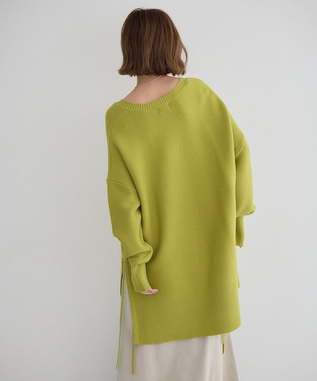 YECCA VECCA Vネックドロストデザインニット Lime Green