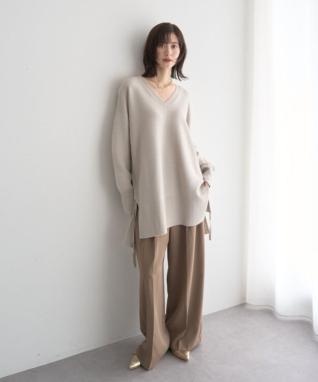 YECCA VECCA Vネックドロストデザインニット Lime Green