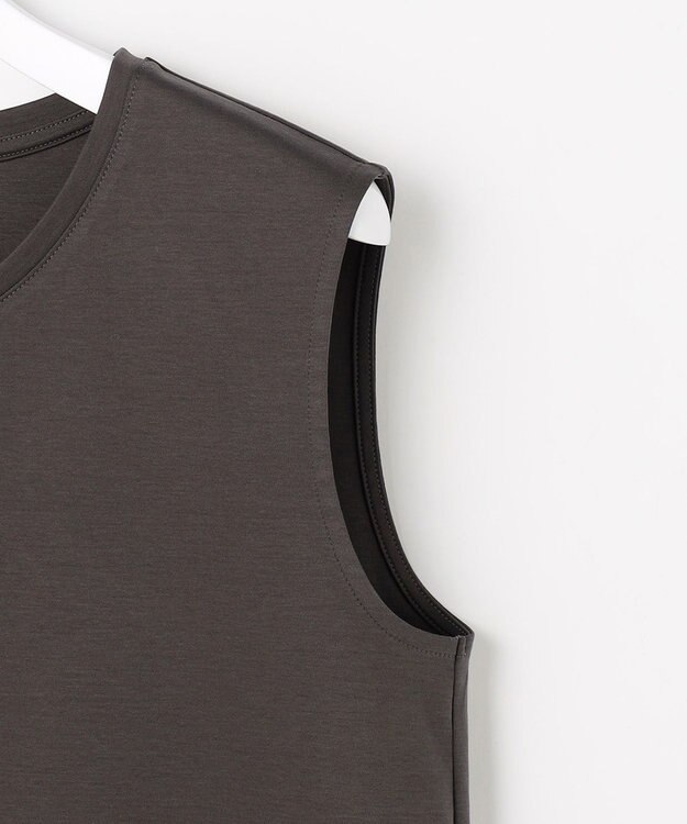 J.PRESS LADIES コットンスムース ノースリーブ カットソー スレートブラウン系