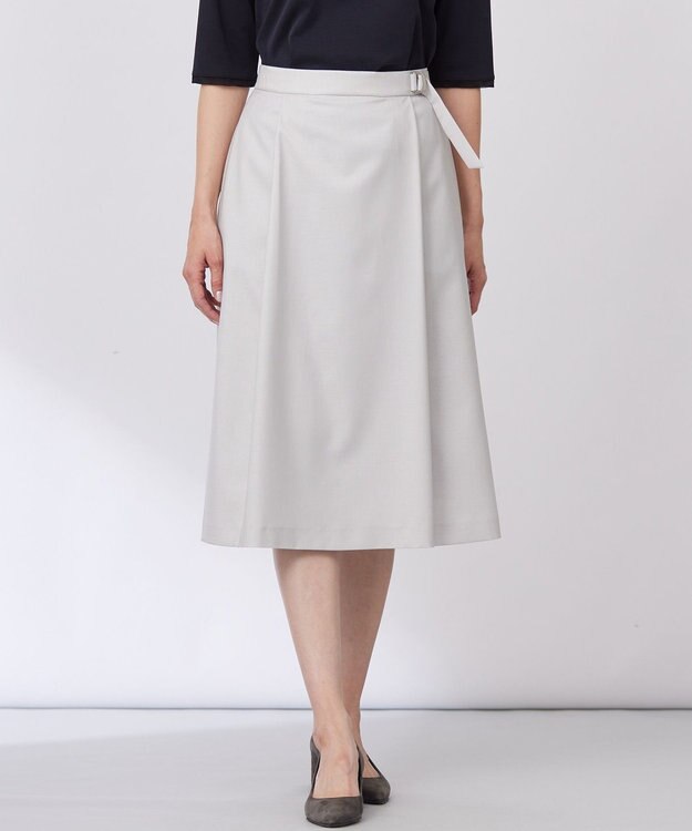 J.PRESS LADIES L 【セットアップ対応・洗える・UV加工・吸水速乾】OXIJEWELストレッチ スカート ライトグレー系