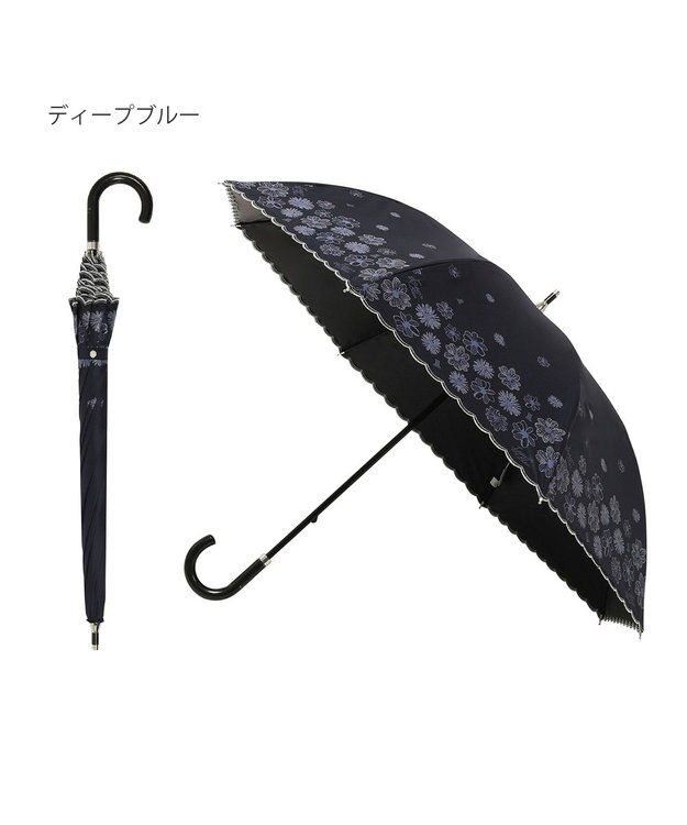 MOONBAT 【一級遮光/晴雨兼用日傘】ランバン オン ブルー (LANVIN en Blue)  長傘 日傘 フラワーグリッター ディープブルー