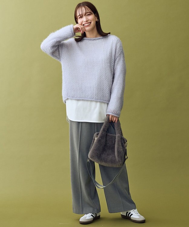 ANY レーシーネットニット ライトブルー