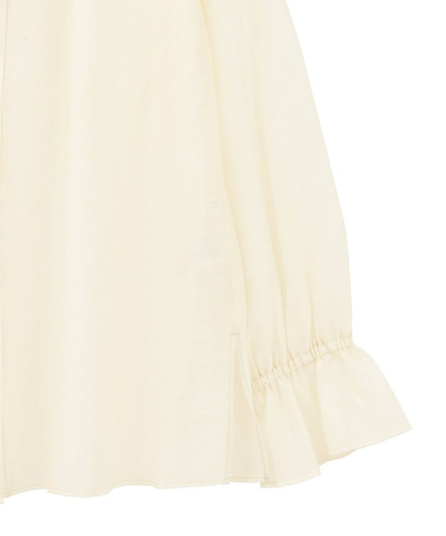 Green Parks フリルカラーリボンブラウス Ivory