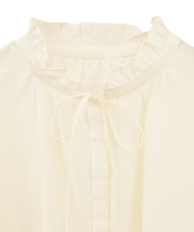 Green Parks フリルカラーリボンブラウス Ivory