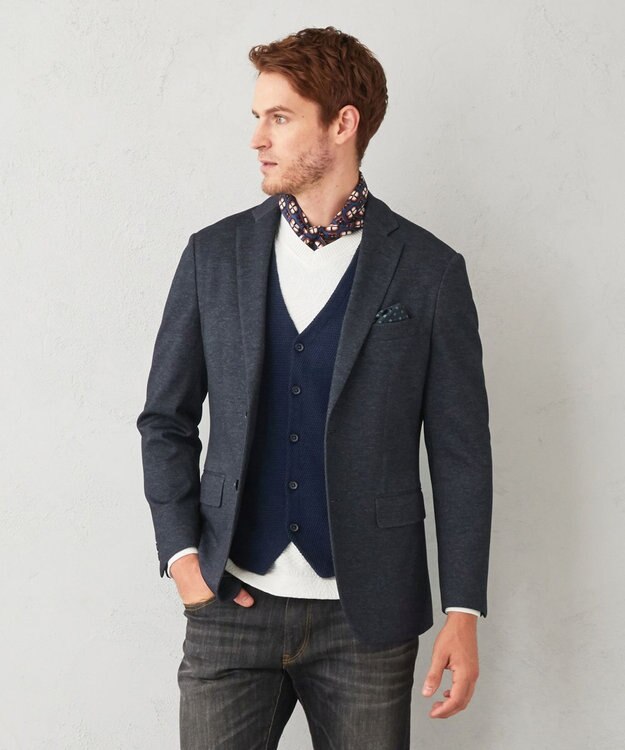 JOSEPH ABBOUD 【多機能/ストレッチ】ツィーディージャージー ジャケット ネイビー系