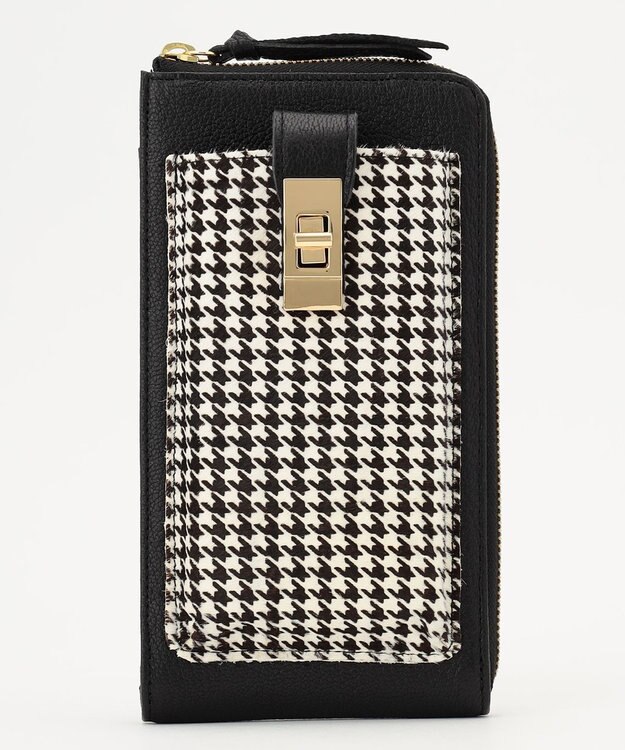 UNBILLION perche 牛革ハラコタイプ×ゴートモバイルウォレットショルダー ブラック