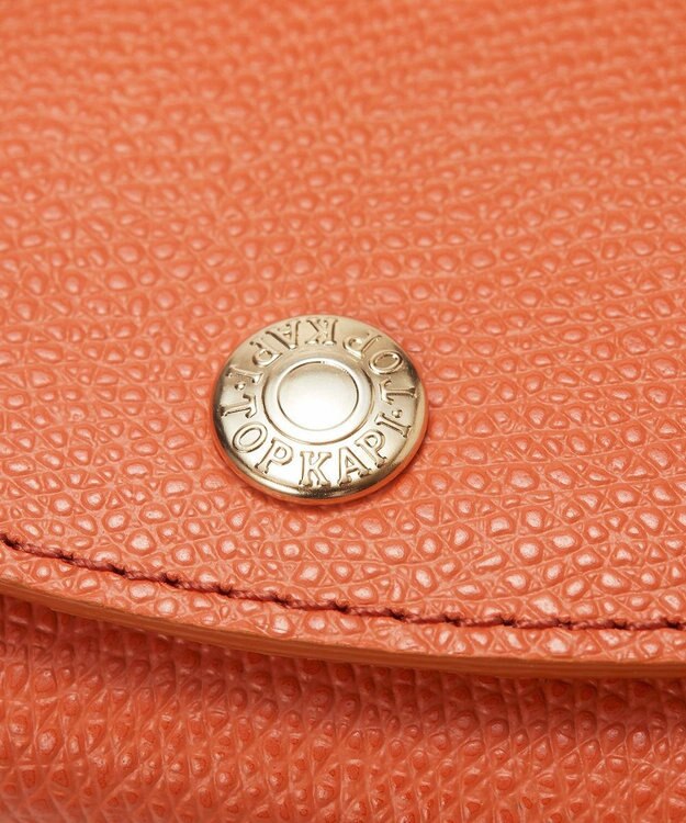 TOPKAPI 【TOPKAPI】角シボ型押し・ラウンドフラップ  三つ折り 財布 COLORATO コロラート オレンジ