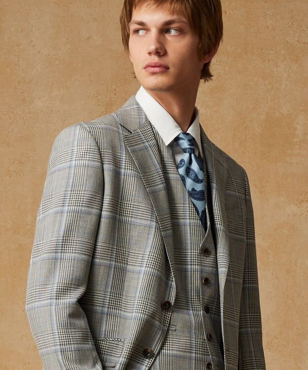 JOSEPH ABBOUD 【日本製】フレッシュペイズリー  ネクタイ サックスブルー系7