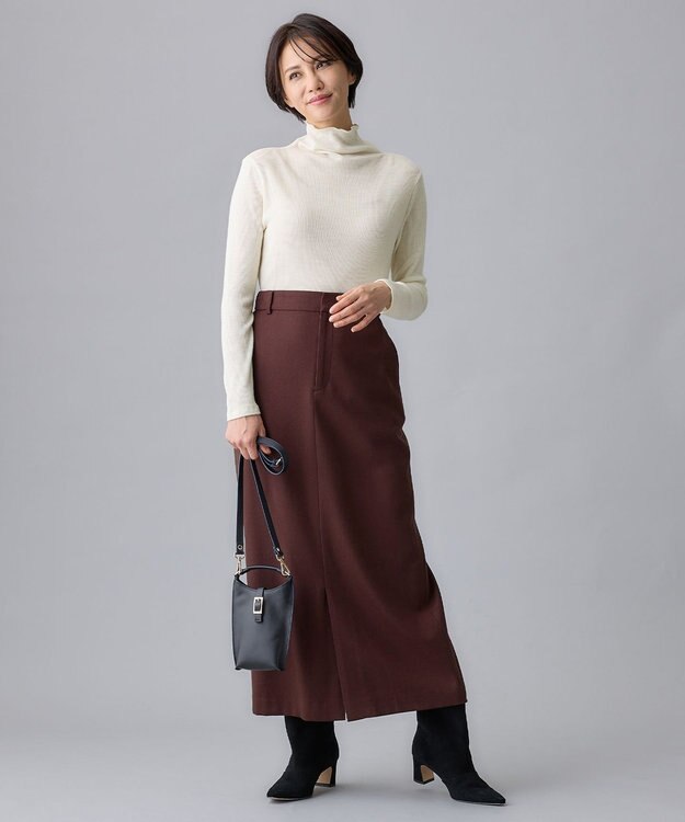 自由区 ウールサキソニー スカート ダークブラウン系