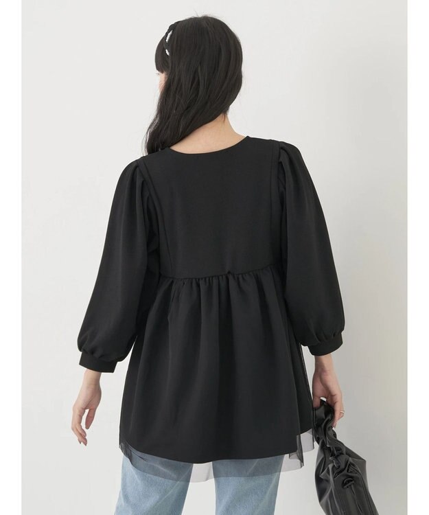 earth music&ecology チュールドッキングチュニック Black