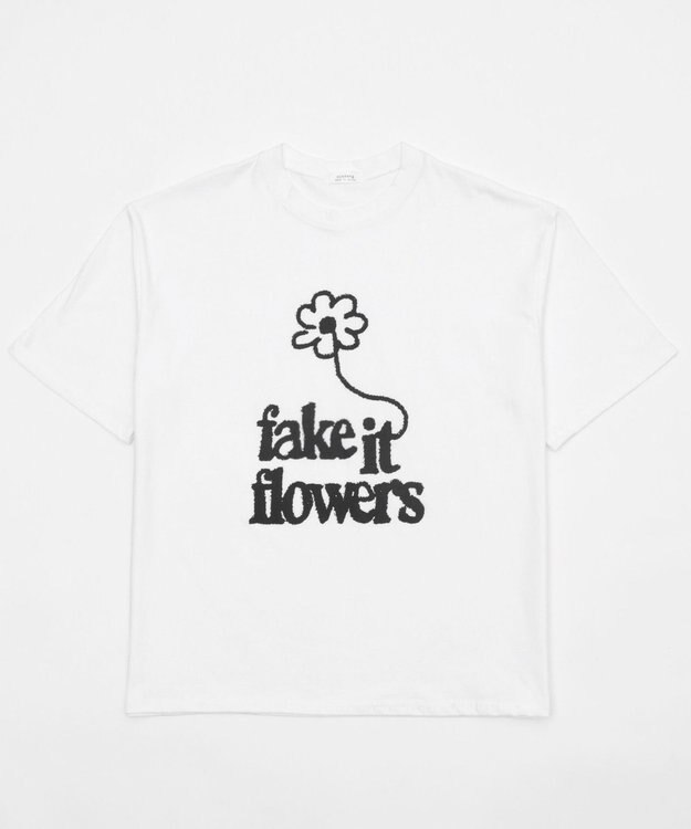 WEGO fake　it　flowersビッグT ホワイト