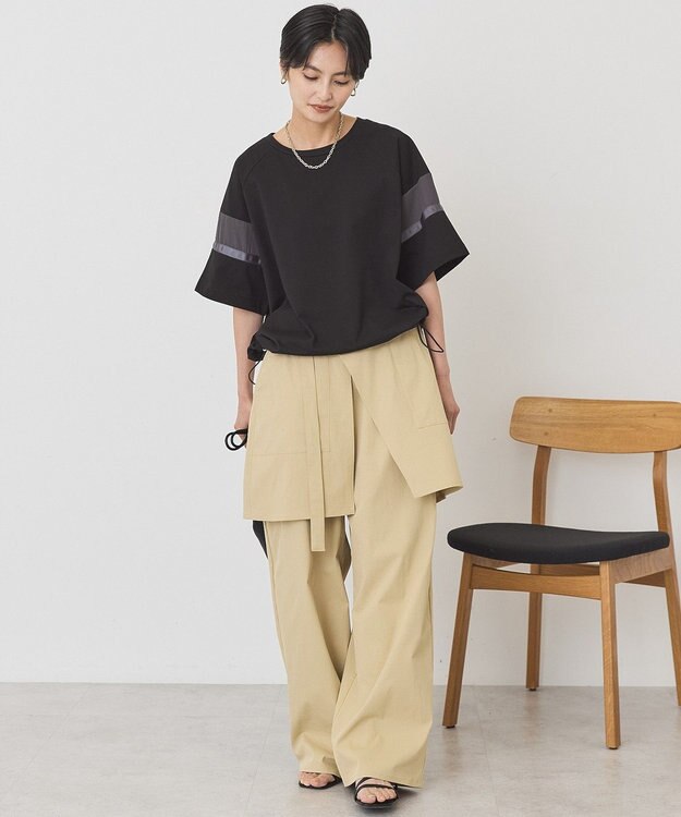 AMERICAN HOLIC 異素材ラインプルオーバー Black