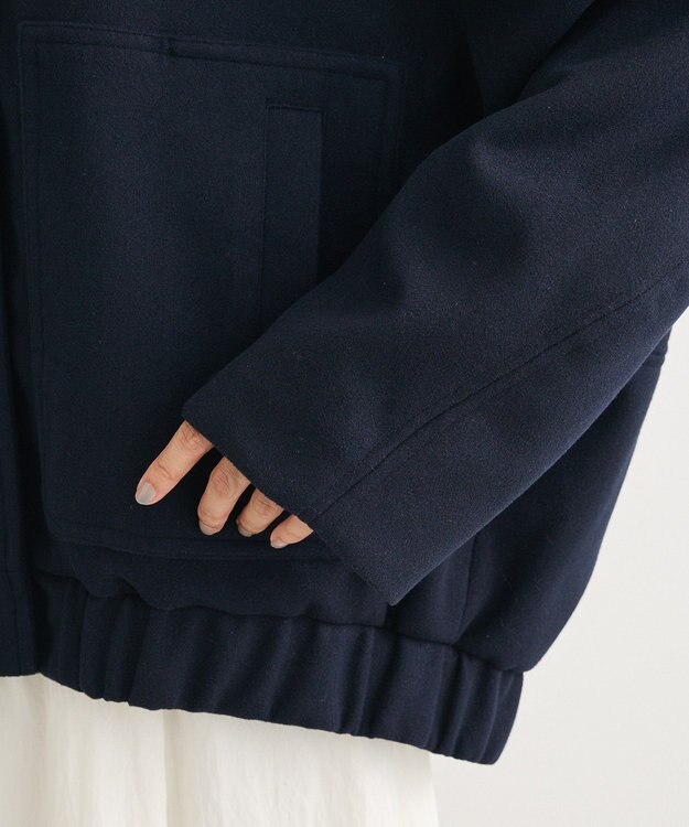 Green Parks ニットフード付きウーリーブルゾン Dark Navy