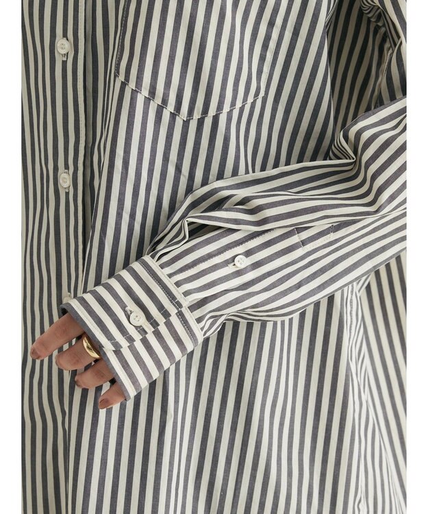 CRAFT STANDARD BOUTIQUE バンドカラーシャツ Stripe Gray